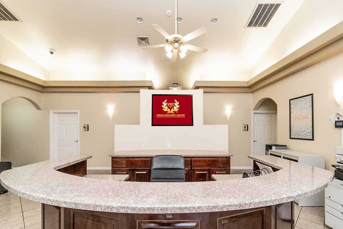 vogue recovery center main reception desk in nevada addiction rehab center