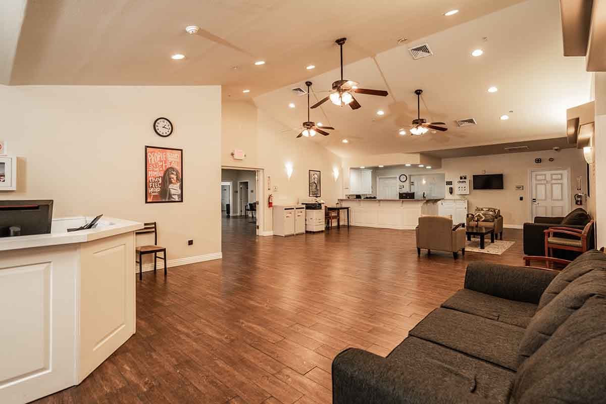 wide view of reception area in nevada addiction rehab center