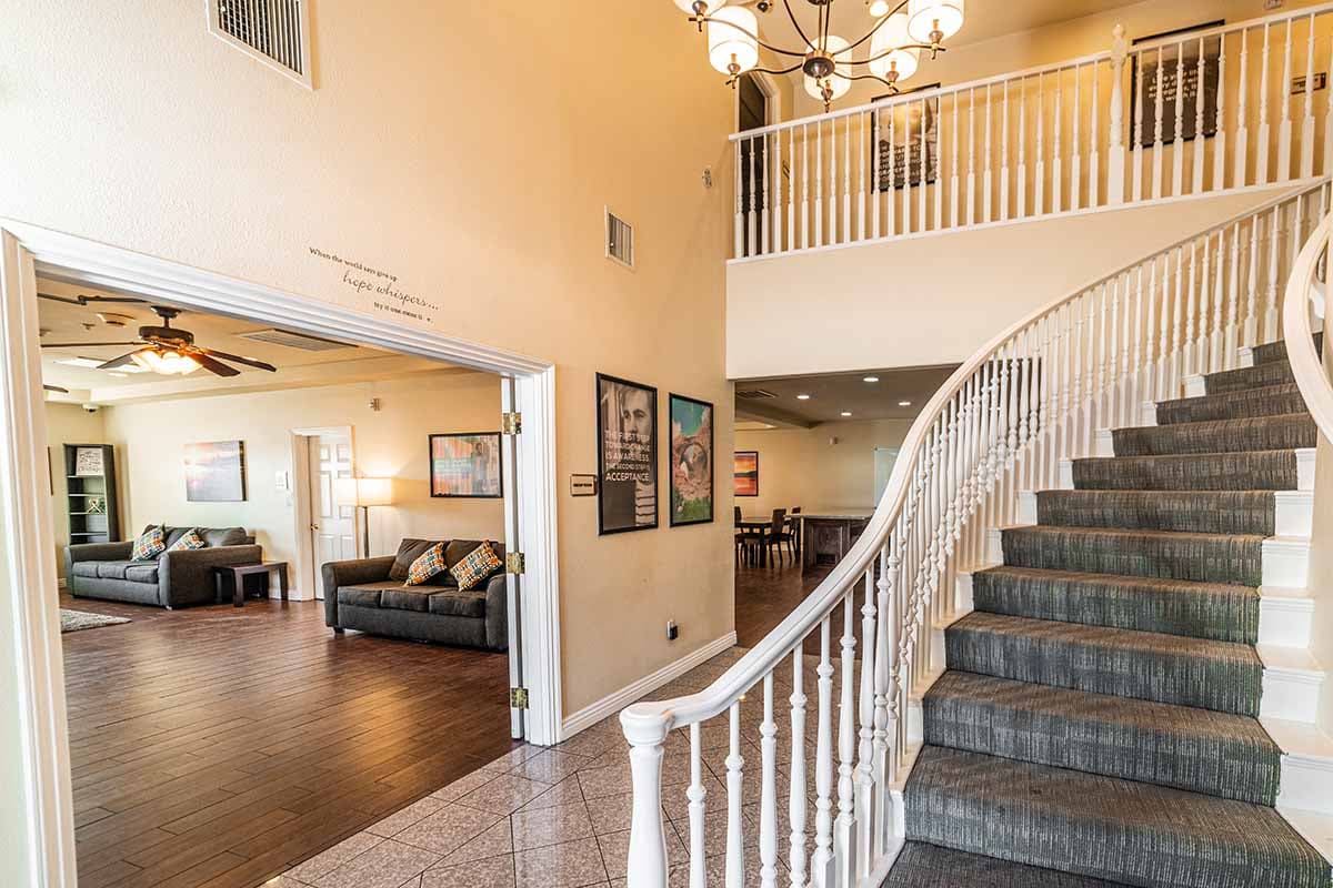 main staircase of nevada addiction rehab center